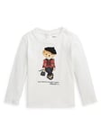 Ralph Lauren Baby Holiday Christmas Bear Long Sleeve T-Shirt - Nevis - Off White, Off White, Size 3 Months