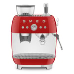 Smeg EGF03RDUK Freestanding Retro Espresso Coffee Machine With Grinder - RED