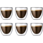 Set med 6 glas kaffe-espresso-espressokoppar - 80ml, Set-dubbelvägg kaffekoppar, original espressokopp. @fml