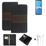 Wallet Case + headphones for Sony Xperia 10 III Lite Protective Cover Brown