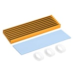 sourcing map M.2 Aluminum Heatsink Kit 70x22x6mm Golden Tone with Silicone Thermal Pads for 2280 SSD