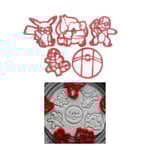 5 st kakskärare Mario/Paw-Patrol/Pokemon 8 cm Pokemon one size