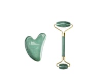 Gua Sha set - Grön aventurin Jade roller och sten