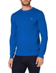 GANT Men's Cotton Pique C-Neck Pullover Sweater, Strong Blue, X-Small