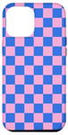 iPhone 15 Plus Blue Pink Checkered Checkerboard Pattern Case