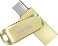 SanDisk 128GB Ultra Dual Drive Luxe, USB Type-C Flash Drive, 128GB, Gold 
