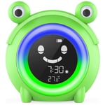 Kids Alarm Clock Digital Wake Up Clock with 5-Color Changeable Night Light Indoor Temperature Nap Timer Baby Children’s Sleep Training Bedside Clock (Frog)