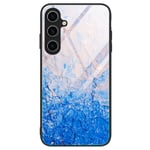 Samsung Galaxy A35 (5G) Deksel m. Glassbakside - Blå / Rosa Marmor Mønster