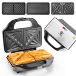 3 in 1 Sandwich Toaster & Waffle Maker 900W Panini Press Toaster Iron Grilled