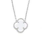 Lykka Symbols fyrklöver pärlemorsilverhalsband 42+3cm