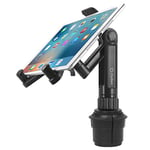 cellet Universal 360 Adjustable Cup Holder Tablet Automobile Mount Cradle Compatible with Apple IPad Pro 12.9, Air 2019 IPad Mini 4, Samsung Galaxy Tab S4 S5e Surface Go Pro 6 (PHC670M)
