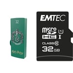 Pack Support de Stockage Rapide et Performant : Clé USB - 2.0 - Série Licence - Harry Potter Slytherin - 32 Go + Carte MicroSD - Gamme Elite Gold - avec Adaptateur Performance - Classe 10-32 GB