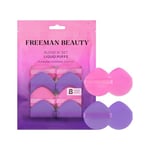 Freeman Blend N' Set Liquid Puff Set, Cushion Makeup Puffs For Liquid & Cream Foundation, Concealer, Blush, & Highlight, Round Puff For Makeup Blending, With Finger Band, Vegan & Cruelty-Free, 8 Count