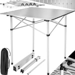 tectake Campingbord i aluminium, hopfällbart 70 x 70 x 70 cm - grå