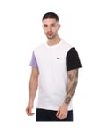 Lacoste Mens Regular Fit Colour-Block T-Shirt in White Cotton - Size Small