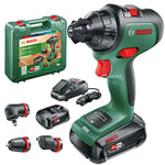 Bosch Home and Garden Cordless Drill AdvancedDrill 18 (2x batteries, 18 Volt System, 3 drill attachments, in a carrying case)
