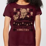 Star Trek: The Next Generation Make It So Christams Women's Christmas T-Shirt - Burgundy - M