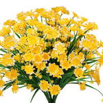 Msrlassn 4 Pcs Artificial Daisy Flowers Outdoor Plastic Fake Flowers Decoration artificial plants outdoor Greenery Bushes Flower for Garden Porch Window Box Hanging Plants Indoor Decor (Yellow)
