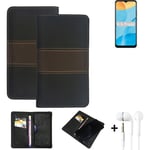 Wallet Case + headphones for Oppo A35 Protective Cover Brown