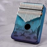 21 Keys Kalimba, Finger Thumb Piano with Tuning Hammer And Protect Bag,Mbira Piano for Music Lover Kids Adult Beginners,Crane gradient blue