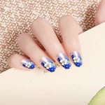 24pcs Fashion False Nails Acrylic Gel Full Blue Flower Fake Nail One Size