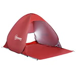 Outsunny Pop up Beach Tent, UV 30+ Sun Shelter with Carry Bag, 2x1.5m for 2-3 Person, Red