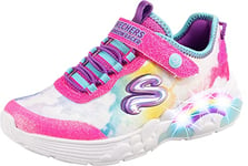 Skechers Girl's Rainbow Racer Sneaker, Multi Mesh Pink Trim, 13.5 UK