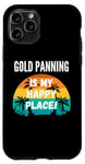 Coque pour iPhone 11 Pro Gold Panning Is My Happy Place, design vintage rétro coucher de soleil
