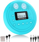 MONDODIGITALE-Lecteur Cd Portable 2023 Avec Haut-Parleur, Lecteur Cd Portable, Rechargeable, Lecteur Cd Discman Pour Voiture Enfants, Lecteur Cd Anti-Glisse Petit Avec Casque Pour Livres Audio, Écouter De La