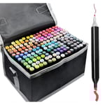 168-pack - tuschpennor med fodral - dubbelsidiga pennor multicolored