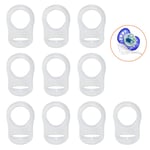 Deolven Transparent Dummy Clip Adapter,10 Pack Silicone Adapter Ring Baby Dummy Pacifier Holder Clip for Button-style MAM NUK Pacifier Clear