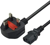 TRD UK Kettle Lead 3M Power Lead 0.5M, 1M, 1.8M & 5M 3 pin power cable for TV, pc, monitor, plug, printers power cord (3M)