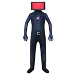 Skibidi Toilet Cosplay Costume, Tv Man Cameraman Cosplay Jumpsuit Halloween Bodysuit Kid Video Game -a TV guy Adult 160