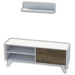 Homemania tv-bord Party 120x29,7x48,6 cm hvid og valnødfarvet