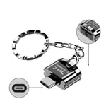 NÖRDIC USB-C 3.1 kortläsare med nyckelring 5Gbps TF MicroSD Micro SDHC Micro SDXC 2TB UHS-I grå