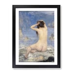 The Sirens By John Macallan Swan Classic Painting Framed Wall Art Print, Ready to Hang Picture for Living Room Bedroom Home Office Décor, Black A4 (34 x 25 cm)