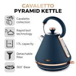 Tower Pyramid Kettle, T10044MNB Cavaletto Range 1.7L, Midnight Blue & Rose Gold
