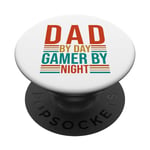 Dad By Day Gamer By Night Funny Gaming PopSockets PopGrip Interchangeable