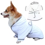 Pet Pajama with Hood/Belt, Dog Bathrobe,Quick Drying And Super Absorbent Dog Bath Towel,Pet Nightwear,Dog Drying Towel Robe,Dog Coat for Puppy Small Dogs Cats, White,M