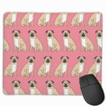 Pug Sitting Pink Mouse Pad with Stitched Edge Computer Mouse Pad with Non-Slip Rubber Base for Computers Laptop PC Gmaing Work Mouse Pad