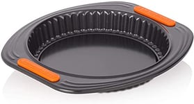 Le Creuset Non-Stick Carbon Steel Bakeware Quiche / Flan Tin, 26 cm, Black, 94100732000000