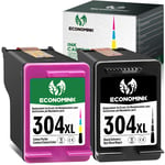 Economink 304XL Ink Cartridge remanufactured for HP 304 XL Black and Tri-Colour for Envy 5010 5030 5020 DeskJet 2620 3720 2600 2630 2633 2622 2632 3733 2634 Printers (2-Pack)