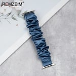 Elastisk Scrunchie-Rem för Apple Watch Armband 44mm 40mm 42mm 41mm 38mm 45mm 49mm Ultra Armband iWatch Kvinnor 8 7 6 5 4 SE Blue 38mm 40mm 41mm