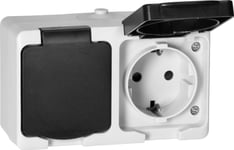Orno Dubbel 2X2p+Z Schuko Uttag Aquatic Mini Ip 54 Vit-Sort