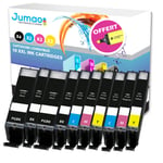 10 cartouches Jumao compatibles pour Canon Pixma TS5050 5055 6050 6051 6052 +Fluo offert