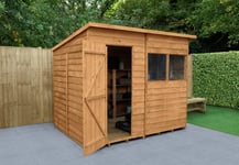 4Life Forest Wooden Overlap Pent Garden Shed - 8 x 6ft
