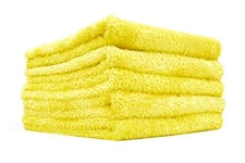 The Rag Company - Eagle Edgeless 350 (5-Pack) Professional Korean 70/30 Blend Super Plush Microfiber Detailing Towels, 350GSM, 16in x 16in, Yellow