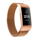 New Watch Straps for Fitbit Charger 3 Metal Magnetic Metal Watch Strap(Black) Smart Wear (Color : Rose Gold)