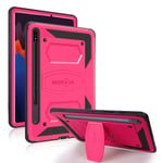 Mignova for Samsung Galaxy Tab S8 Tablet Case,Shock-Resistant Drop-Proof Hybrid Rugged Protective case(Built-in Stand) for Samsung Galaxy Tab S7/S8 11 inch Tablet(Pink)