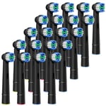 GENKENT Lot de 20 têtes de rechange noires compatibles avec Oral B Braun Professional Soft Clean pour têtes de brosse à dents électrique Oral B Pro 500/1000/1500/3000/3757/5000/7000/7500/8000